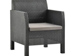 vidaXL Gartenstuhl mit Kissen PP Rattan Anthrazit* Clearance