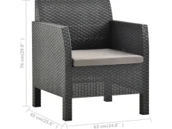 vidaXL Gartenstuhl mit Kissen PP Rattan Anthrazit* Clearance