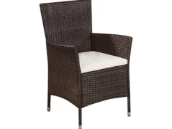 Gartenstühle|vidaXL Gartenstuhl und Hocker mit Polstern Poly Rattan Braun