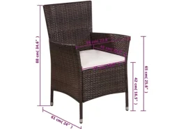 Gartenstühle|vidaXL Gartenstuhl und Hocker mit Polstern Poly Rattan Braun