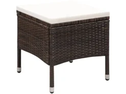 Gartenstühle|vidaXL Gartenstuhl und Hocker mit Polstern Poly Rattan Braun