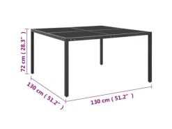 vidaXL Gartentisch Anthrazit 130x130x72 cm Stahl und Glas 313093*