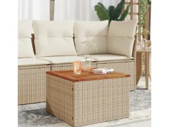 vidaXL Gartentisch 55x55x37 cm Poly Rattan und Akazienholz 366064*