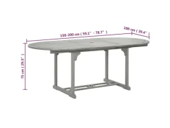 vidaXL Gartentisch Grau 200x100x75 cm Massivholz Akazie 47277* New