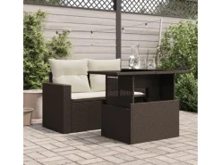 Gartentische|vidaXL Gartentisch mit Glasplatte 100x55x73 cm Poly Rattan 366208
