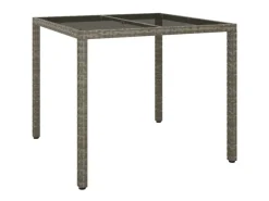 Gartentische|vidaXL Gartentisch 90x90x75 cm Gehärtetes Glas Poly Rattan 316701