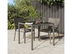 Gartentische|vidaXL Gartentisch 90x90x75 cm Gehärtetes Glas Poly Rattan 316701