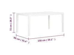 vidaXL Gartentisch 150x90x72 cm PP Weiß 317734* Discount