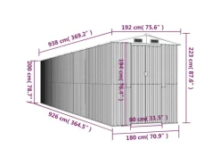 vidaXL Geräteschuppen Dunkelbraun 192x938x223 cm Verzinkter Stahl 1368653* Clearance