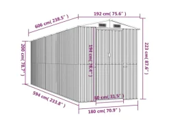 vidaXL Geräteschuppen Dunkelbraun 192x606x223 cm Verzinkter Stahl 1366910* Best