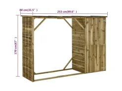 Kaminholzregale|Outdoor Whirlpools|vidaXL Geräteschuppen mit Unterstand Kiefernholz 253x80x170 cm 660073