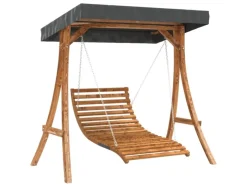 vidaXL Hollywoodschaukel mit Dach Massivholz Fichte mit Teak-Finish 3200626* Online