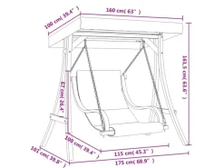 vidaXL Hollywoodschaukel mit Auflage und Dach Massivholz Fichte 3200629* New