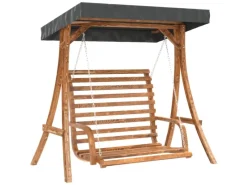 Hollywoodschaukeln|vidaXL Hollywoodschaukel mit Dach Massivholz Fichte mit Teak-Finish 3200628