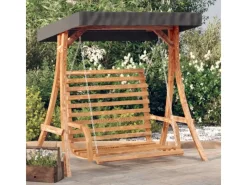 Hollywoodschaukeln|vidaXL Hollywoodschaukel mit Dach Massivholz Fichte mit Teak-Finish 3200628