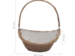 vidaXL Holzkorb mit Tragegriff 57x 46x 52 cm Braun Weide 286987* Discount