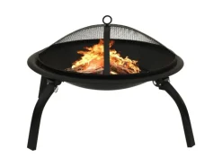 Feuerkörbe|vidaXL 2-in-1 Feuerstelle und Grill mit Schürhaken 56x56x49 cm Stahl