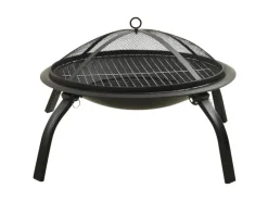 Feuerkörbe|vidaXL 2-in-1 Feuerstelle und Grill mit Schürhaken 56x56x49 cm Stahl
