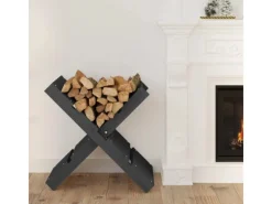 vidaXL Kaminholzhalter Grau 47x39,5x48 cm Massivholz Kiefer* Clearance