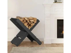 vidaXL Kaminholzhalter Grau 47x39,5x48 cm Massivholz Kiefer* Clearance