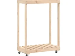 vidaXL Kaminholzregal mit Rollen 76,5x40x108 cm Massivholz Kiefer* Clearance