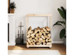 vidaXL Kaminholzregal mit Rollen 76,5x40x108 cm Massivholz Kiefer* Clearance