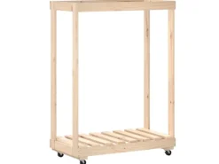 vidaXL Kaminholzregal mit Rollen 76,5x40x108 cm Massivholz Kiefer* Clearance