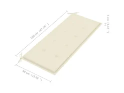 vidaXL Klappbare Gartenbank mit Auflage 118 cm Bambus Cremeweiß* Best