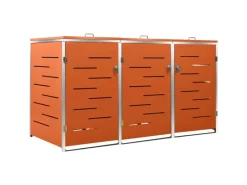 vidaXL Mülltonnenbox Edelstahl für 3 Tonnen 207x77,5x115 cm* Discount