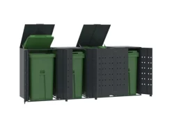 vidaXL Mülltonnenbox für 4 Tonnen Anthrazit 276x79x117 cm Stahl* Sale