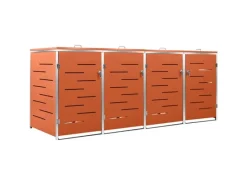 vidaXL Mülltonnenbox für 4 Tonnen Edelstahl 276,5x77,5x115,5 cm* Best