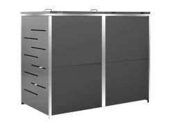 vidaXL Mülltonnenbox für 2 Tonnen Edelstahl 138x77,5x115,5 cm Edelstahl* Outlet
