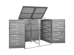 vidaXL Mülltonnenbox für 2 Tonnen Edelstahl 138x77,5x115,5 cm Edelstahl* Outlet