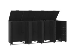 vidaXL Mülltonnenbox für 4 Tonnen Schwarz 276x79x117 cm Stahl* Best