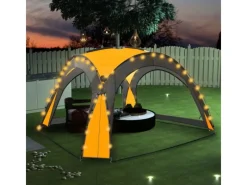 vidaXL Partyzelt mit LED und 4 Seitenwänden 3,6x3,6x2,3 m Gelb* Clearance