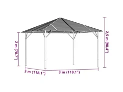 vidaXL Pavillon mit Dach 3x3 m Anthrazit* New