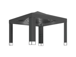 vidaXL Pavillon mit Doppeldach & LED-Lichterkette 3x3 m Anthrazit* New