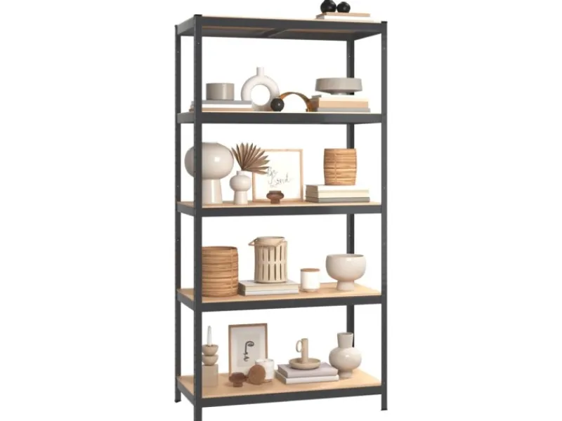 vidaXL Regale mit 5 Böden 2 Stk Stahl & Holzwerkstoff 152868* New