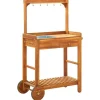 vidaXL Servierwagen Akazienolz Massiv 92 x 43,5 x 141,5 cm* Clearance