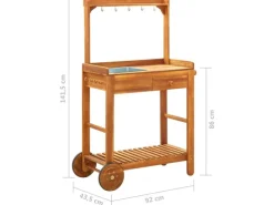vidaXL Servierwagen Akazienolz Massiv 92 x 43,5 x 141,5 cm* Clearance