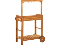 vidaXL Servierwagen Akazienolz Massiv 92 x 43,5 x 141,5 cm* Clearance