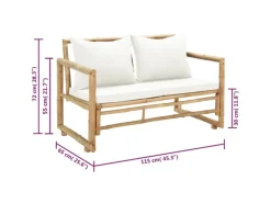 Sitzkissen|Gartenbänke|vidaXL 2-Sitzer Gartensofa mit Polstern Bambus