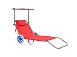 Strandkörbe|vidaXL Sonnenliege Klappbar mit Sonnenschutz und Rädern Stahl 44324