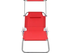 Strandkörbe|vidaXL Sonnenliege Klappbar mit Sonnenschutz und Rädern Stahl 44324