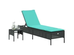 vidaXL Sonnenliege mit Tisch und Kissen Poly-Rattan 4002736* New