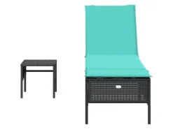 vidaXL Sonnenliege mit Tisch und Kissen Poly-Rattan 4002736* New