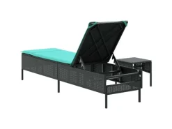 vidaXL Sonnenliege mit Tisch und Kissen Poly-Rattan 4002736* New