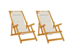 vidaXL Strandstühle 2 Stk Klappbar Akazienholz & Textilene 3325142* Discount