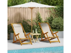 vidaXL Strandstühle 2 Stk Klappbar Akazienholz & Textilene 3325142* Discount