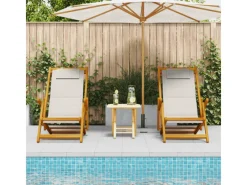 vidaXL Strandstühle 2 Stk Klappbar Akazienholz & Textilene 3325142* Discount